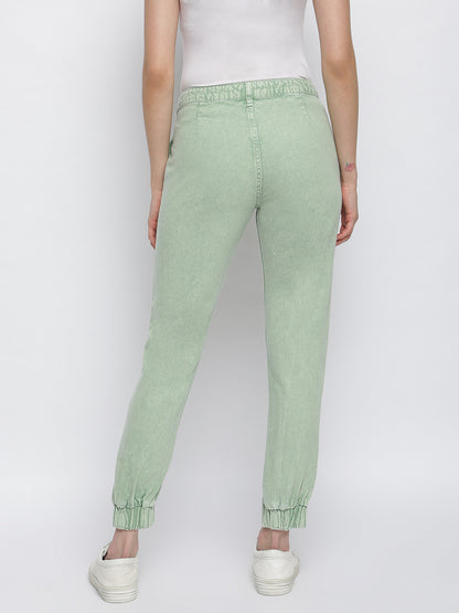 Women Green Cotton Trouser
