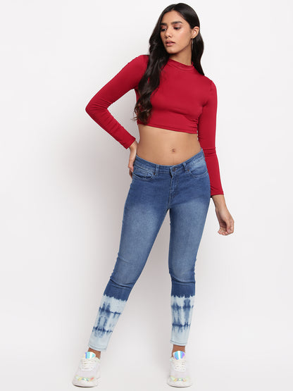 Women Mid Blue Mid Waist Skinny Fit Denim Jeans