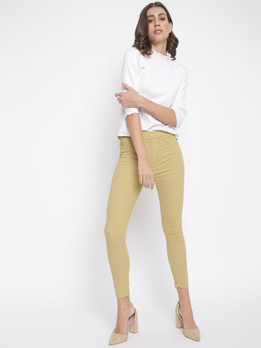 Women Skinny Fit Khaki Jegging