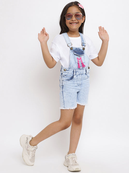 Girls Light Blue Denim Dungaree