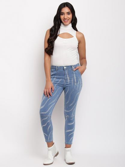 Women Mid Blue Skinny Fit Denim Jeans