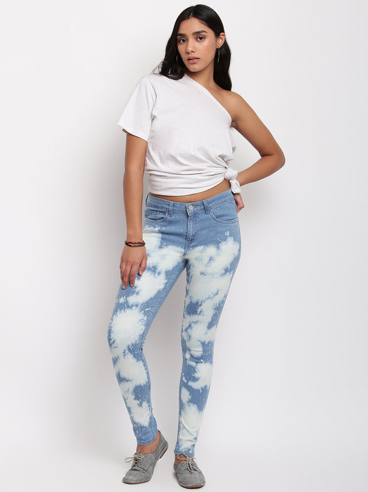 Women Mid Blue Mid Waist Slim Fit Denim Jeans