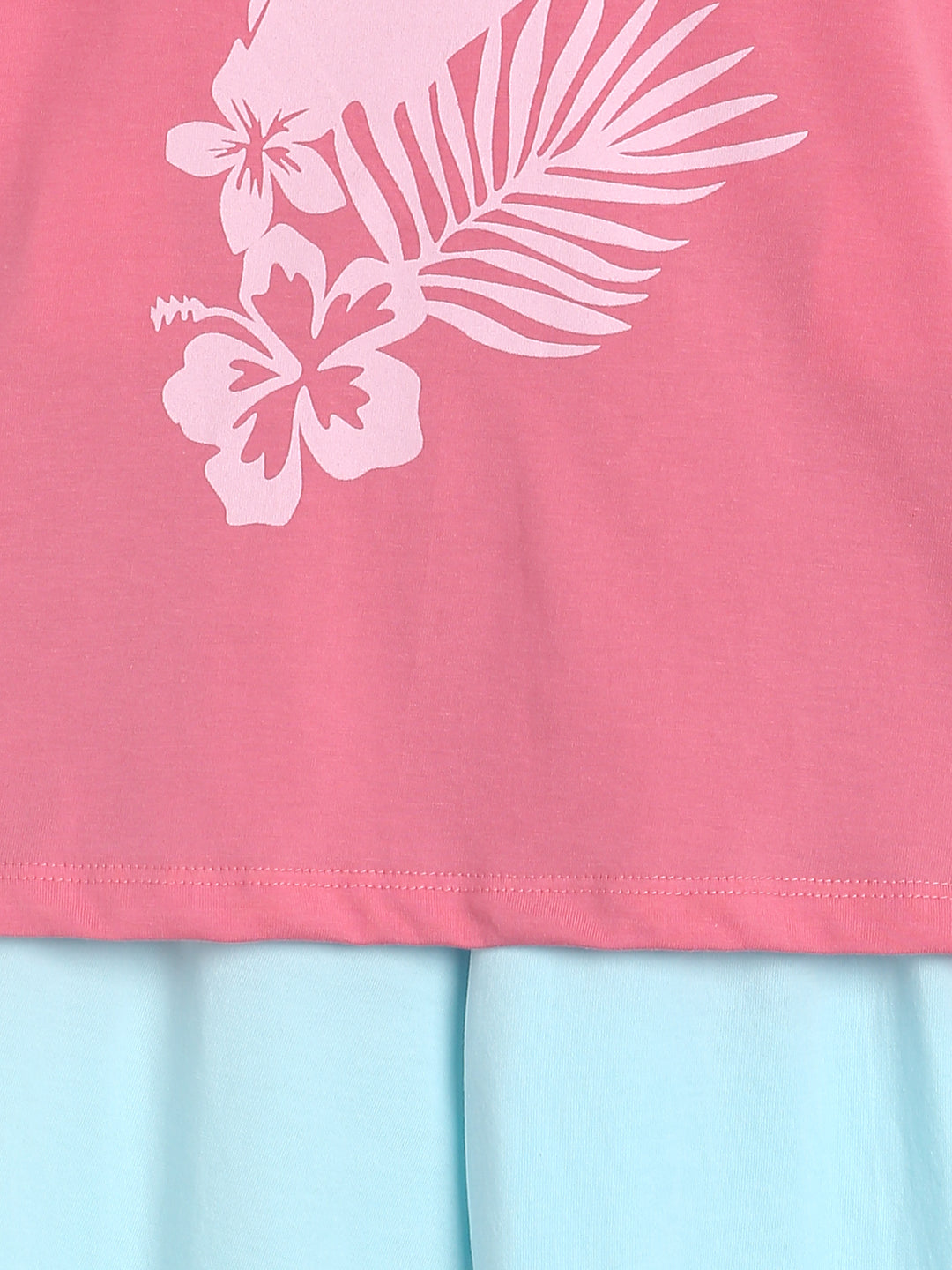Girls Pink & Sky Blue Cotton Night Suit 