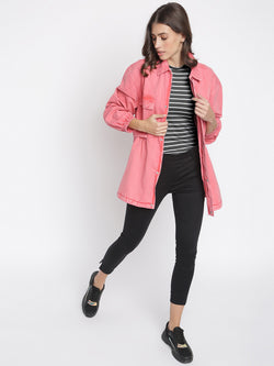 Women Pink Denim Jacket