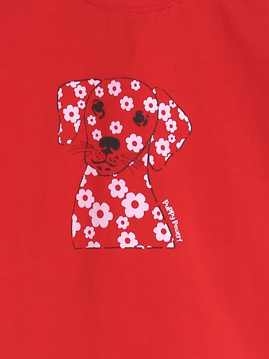 Girls Red & Pink Printed Cotton Night Suit