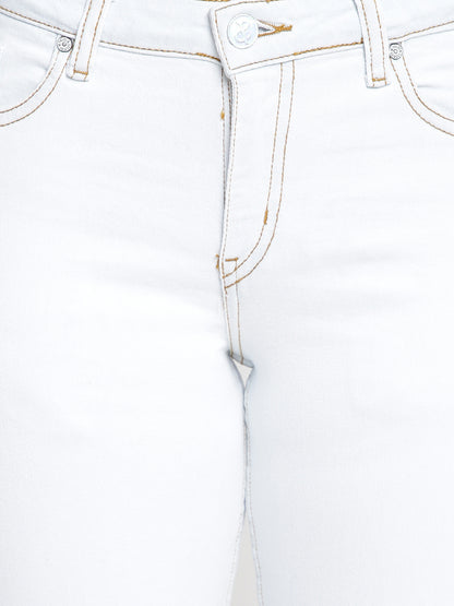Women High Waist Skinny White Denim Jeans