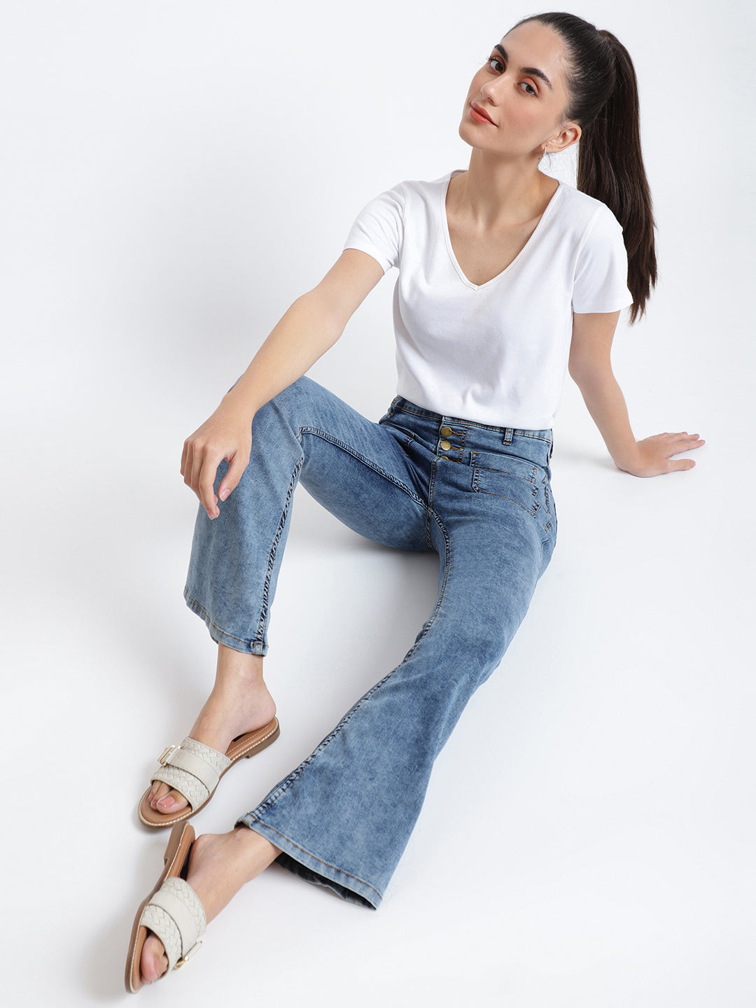Women Mid Blue Denim Jeans
