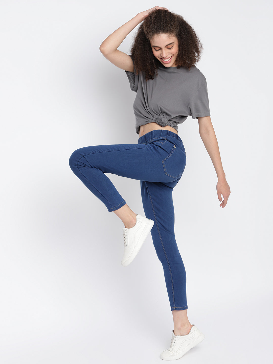 Women Skinny Fit Mid Blue Denim Jegging