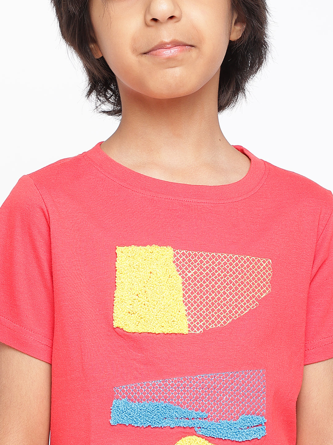Boys Red Printed Cotton T-shirt