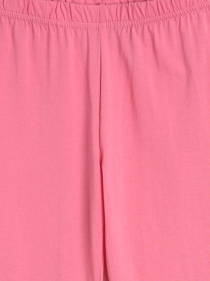 Girls Red & Pink Printed Cotton Night Suit