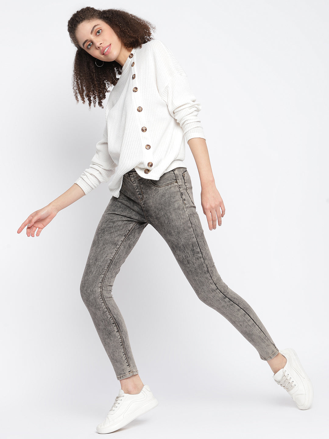 Women Skinny Fit Grey Jegging