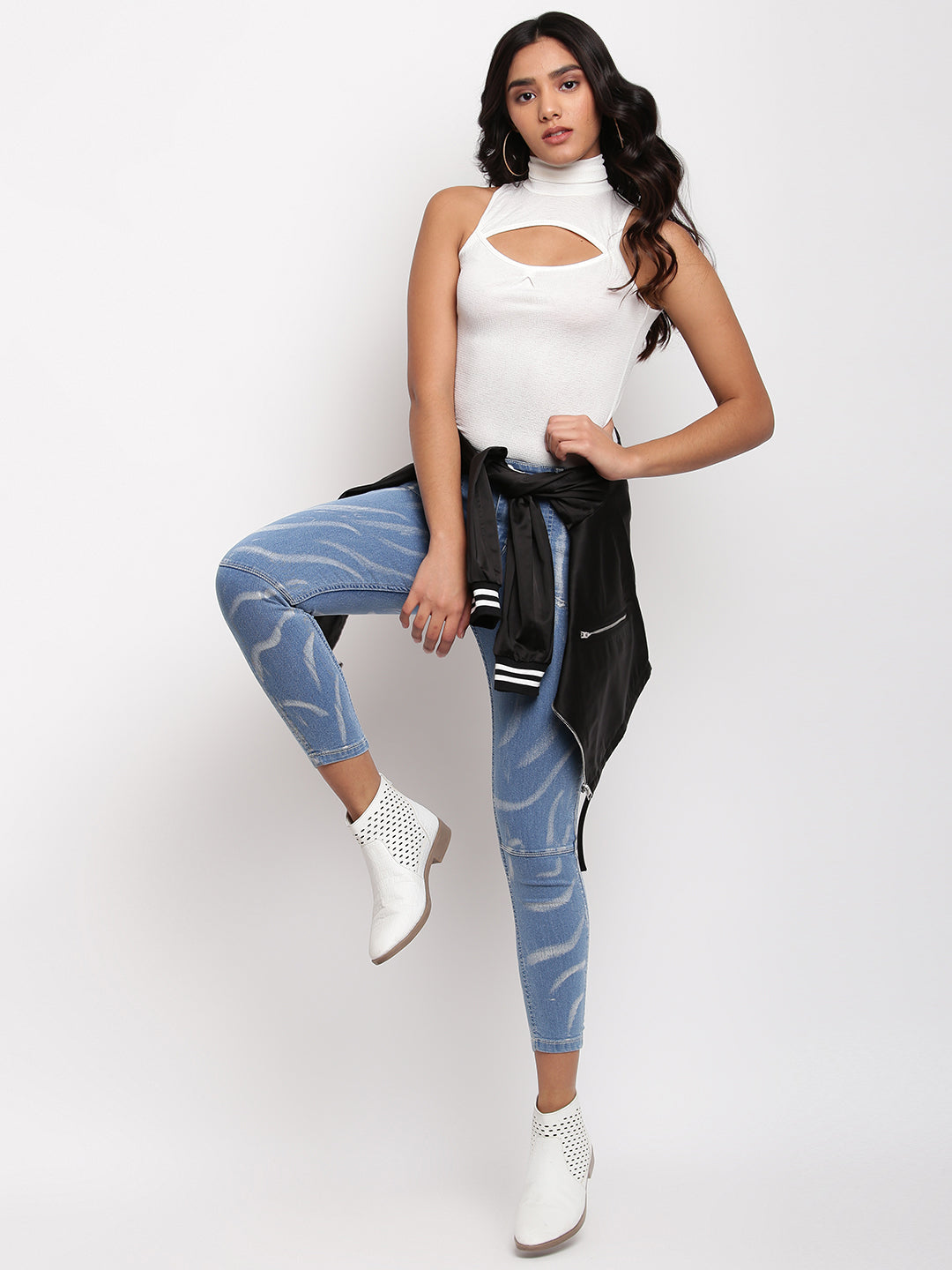 Women Mid Blue Skinny Fit Denim Jeans