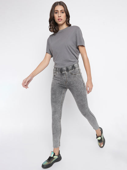 Women Skinny Fit Grey Denim Jegging