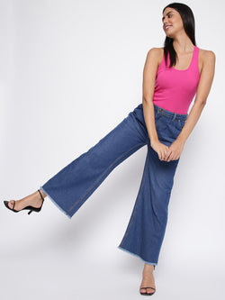 Women Mid Blue Flared Jeans