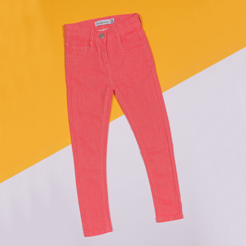 GIRLS SLIM FIT NEON PINK TROUSER