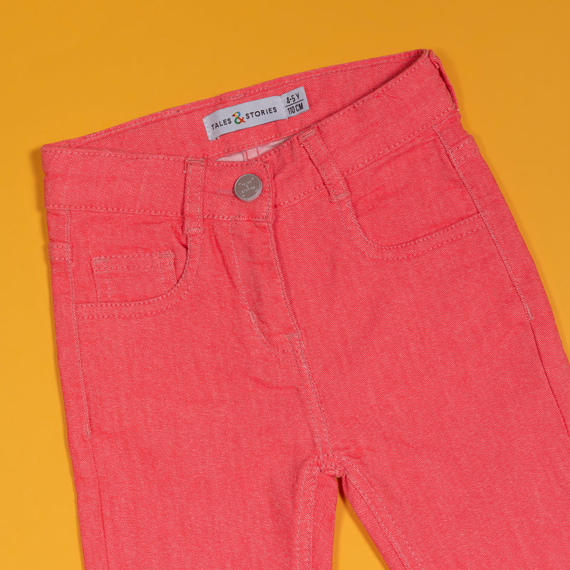 GIRLS SLIM FIT NEON PINK TROUSER