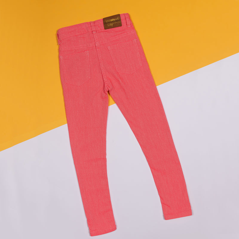 GIRLS SLIM FIT NEON PINK TROUSER