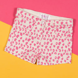 Girls Pink Regular Printed Casual Shorts