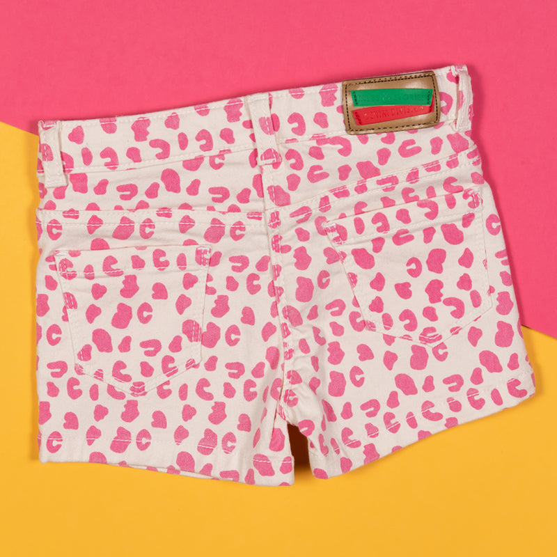 Girls Pink Regular Printed Casual Shorts