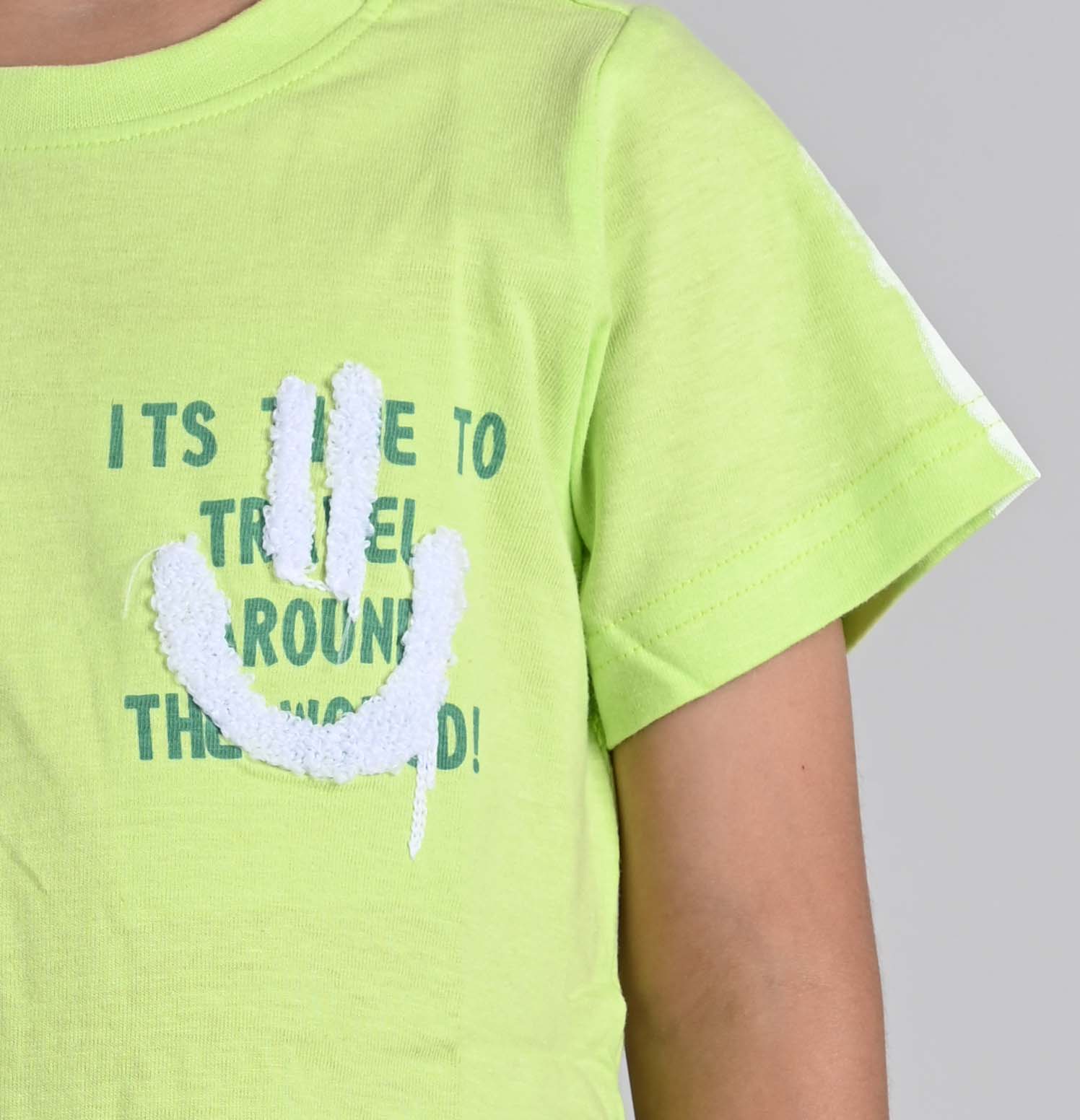 Boys Neon Green Printed T-shirt