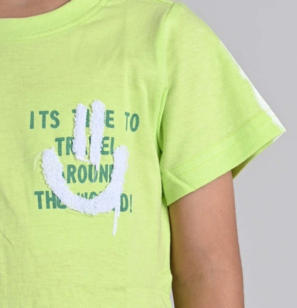 Boys Neon Green Printed T-shirt