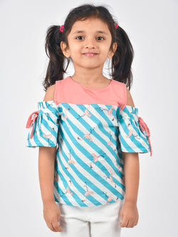 Girls Green Printed Top