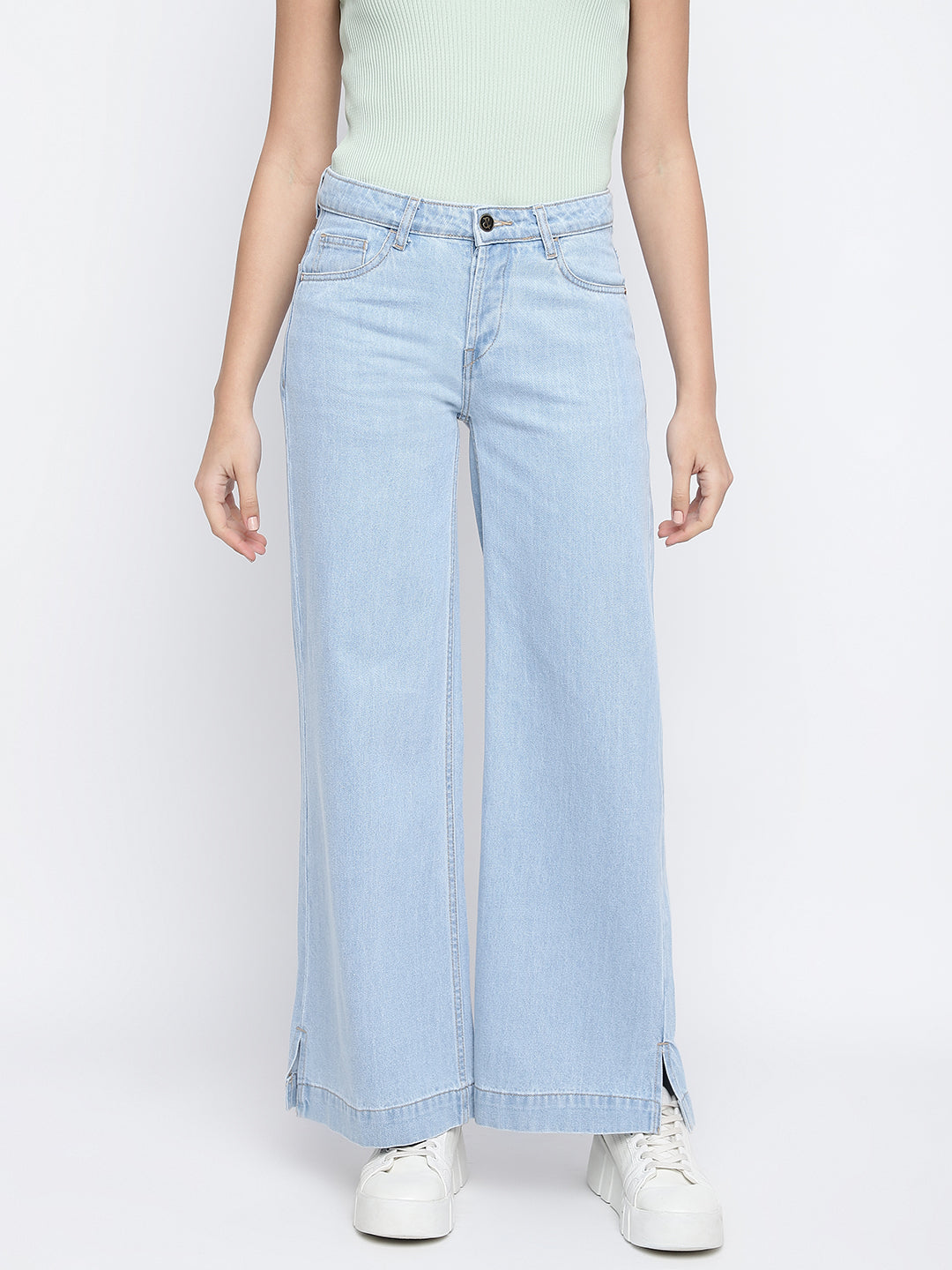 Women Light Blue Flared Jeans