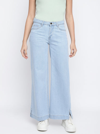 Women Light Blue Flared Jeans