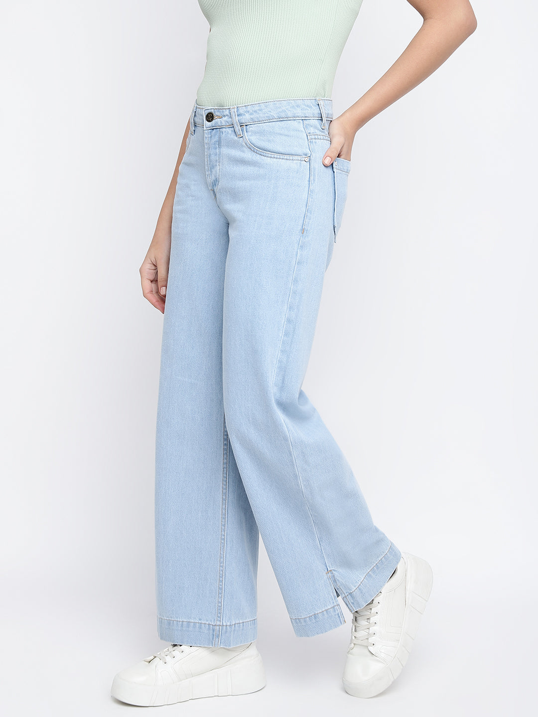 Women Light Blue Flared Jeans