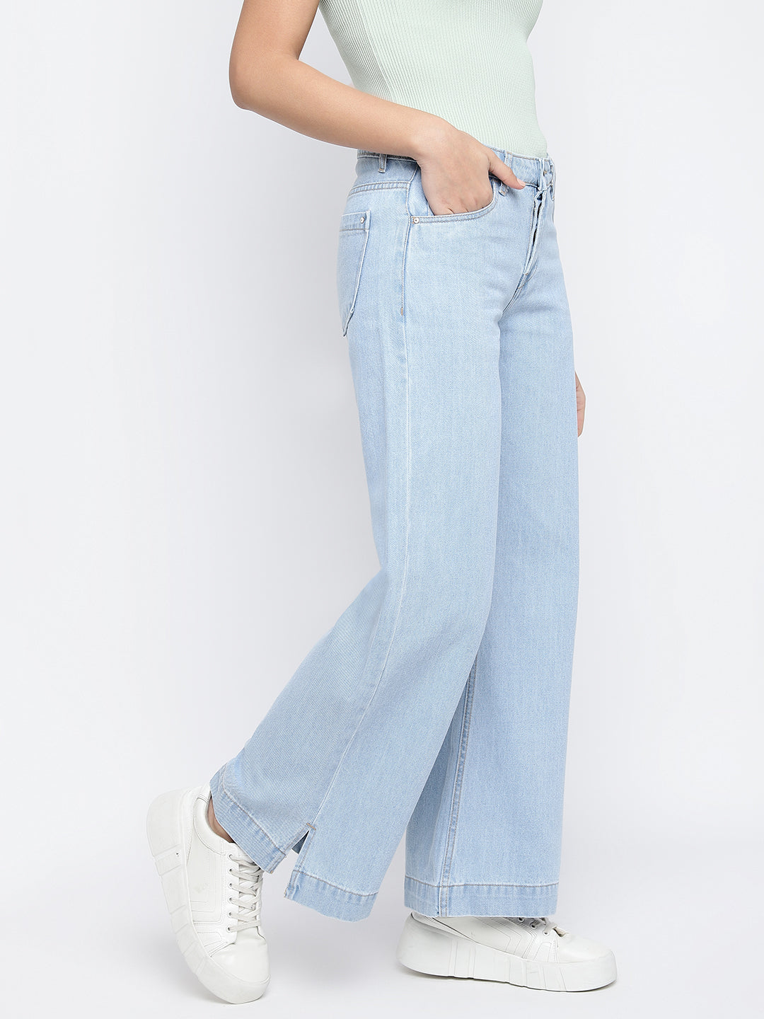 Women Light Blue Flared Jeans