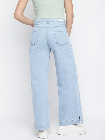 Women Light Blue Flared Jeans