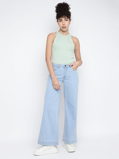 Women Light Blue Flared Jeans