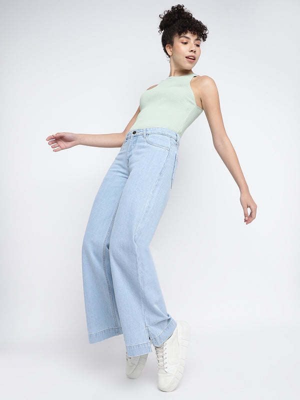 Women Light Blue Flared Jeans